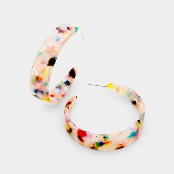 Jewelry - Multi Color Acrylic Hoop Statement Earrings